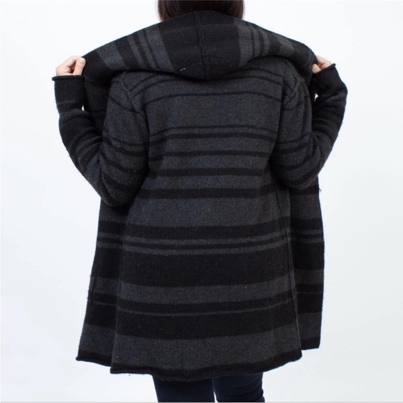 Vince Sophie Variegated Stripe Hooded Yak Wool Blanket Cardigan - Picture 9 of 9